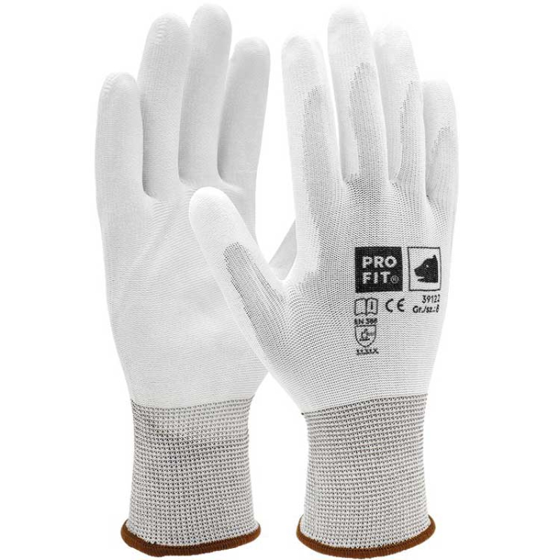 Werkhandschoenen PU wit - maat 8
